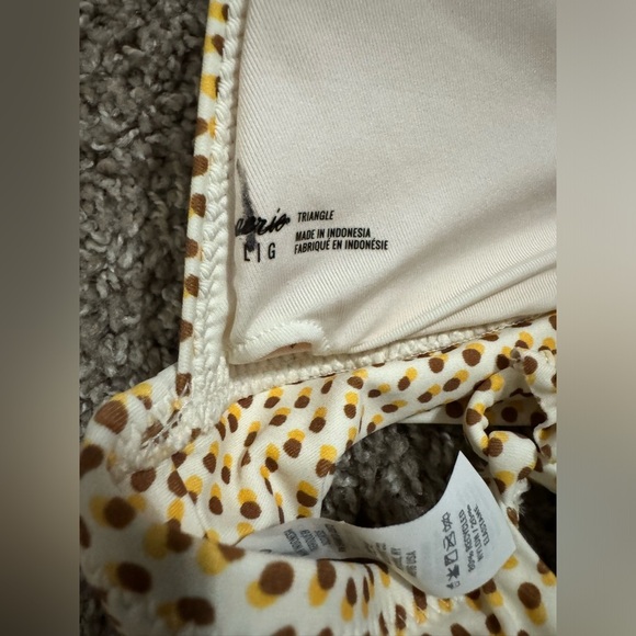 Aerie Polka Dot Ruffle Tie Longline Triangle Bikini Top - Picture 4 of 5